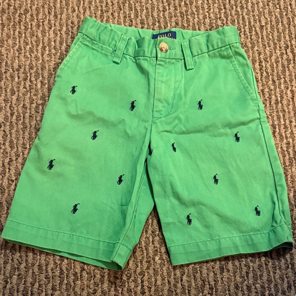 Polo by Ralph Lauren Green Embroidered Pony Flat Front Shorts